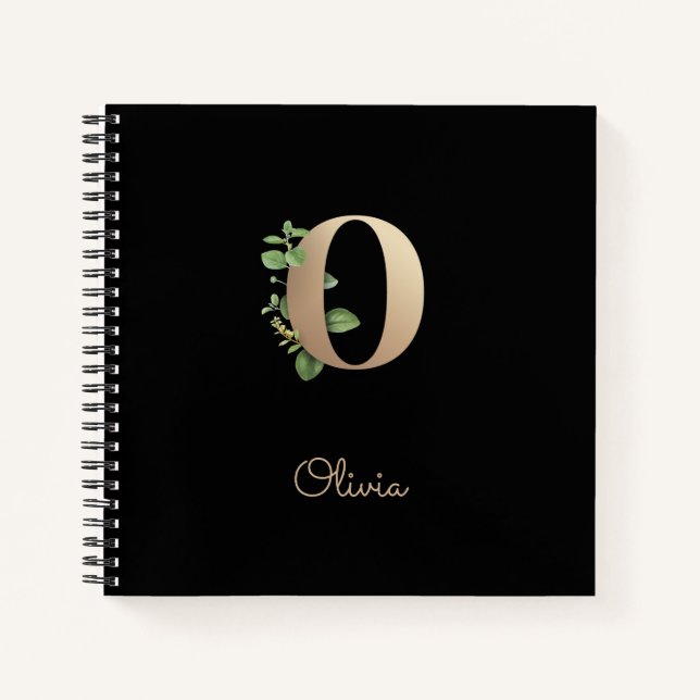 Elegant Botanical Monogram Letter O  Notebook (Front)