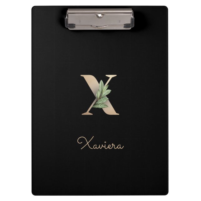 Elegant Botanical Monogram Letter X  Clipboard (Front)