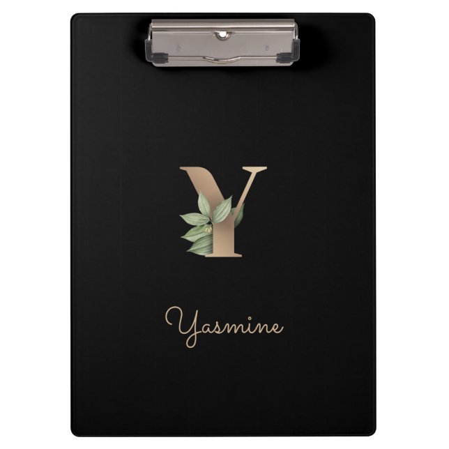 Elegant Botanical Monogram Letter Y  Clipboard (Front)