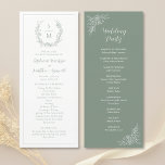 Elegant Botanical Monogram Sage Green Wedding Program<br><div class="desc">These wedding ceremony programs feature an elegant botanical design with monogram and modern script typography in a sage green colour. Personalize with your text.  Matching stationery also available.</div>