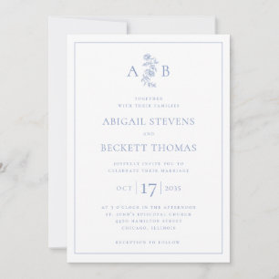 Elegant Botanical Monogram Wedding Invitation