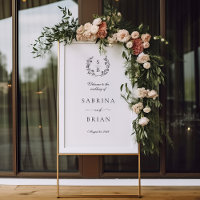 Elegant Botanical Monogram Wreath Wedding Welcome 