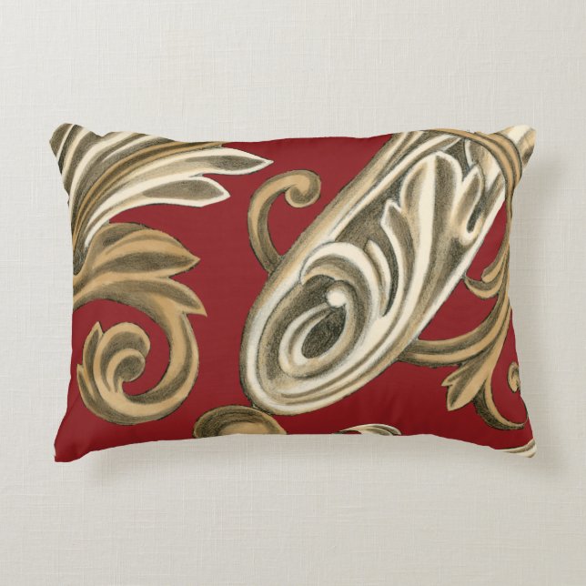 Elegant Botanical Motif with Tan Foliage Decorative Pillow (Front)