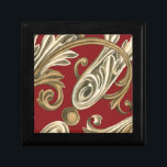 Elegant Botanical Motif with Tan Foliage Gift Box<br><div class="desc">An Ethan Harper original that features tan foliage on a red background. This elegant botanical motif would be a great gift for anyone who enjoys bold colours!</div>
