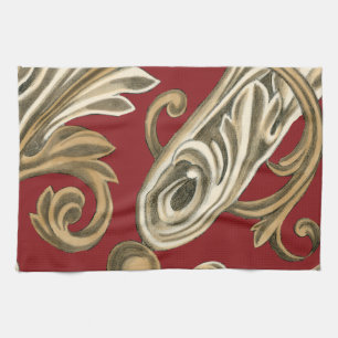 Elegant Botanical Motif with Tan Foliage Kitchen Towel