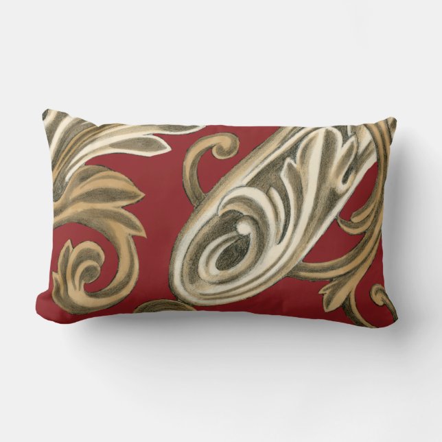 Elegant Botanical Motif with Tan Foliage Lumbar Pillow (Front)