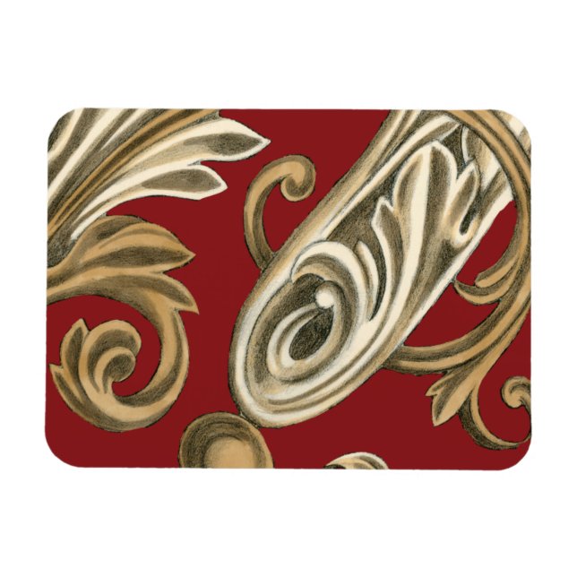Elegant Botanical Motif with Tan Foliage Magnet (Horizontal)
