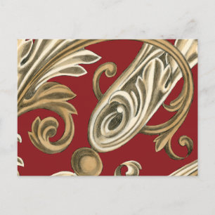 Elegant Botanical Motif with Tan Foliage Postcard