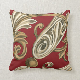 Elegant Botanical Motif with Tan Foliage Throw Pillow