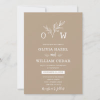 Elegant Botanical Pale Taupe Monogram Wedding