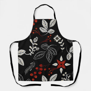 Elegant botanical pattern apron