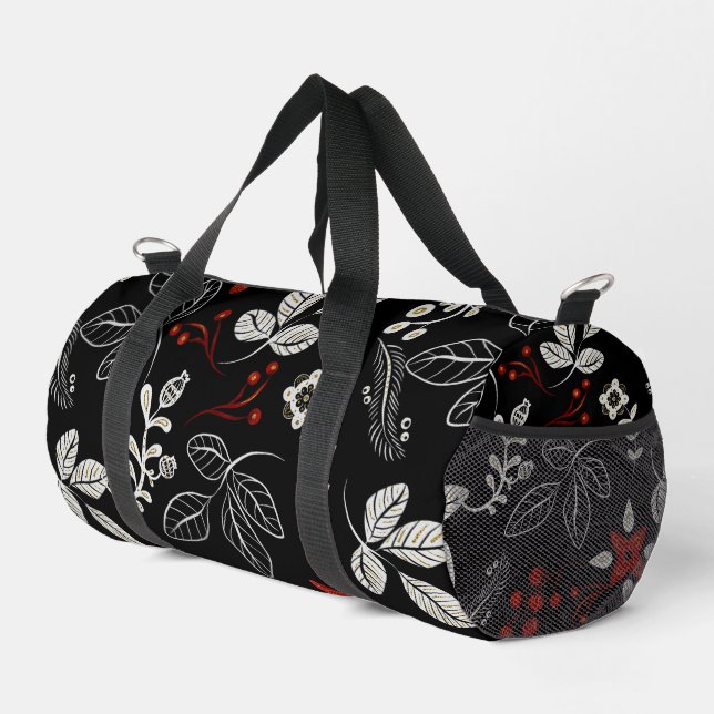 Elegant botanical pattern duffle bag (Right Corner)
