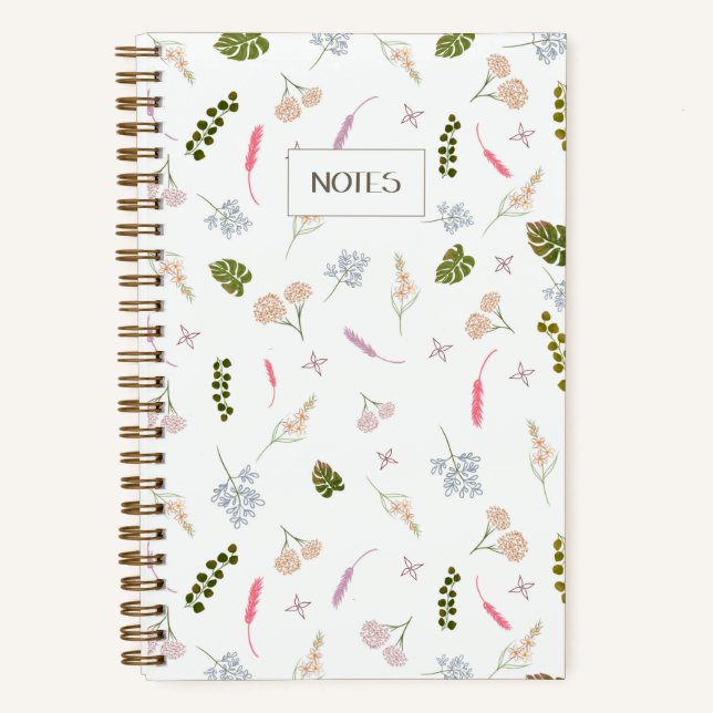 Elegant Botanical Pattern Floral Notes Journal (Front)
