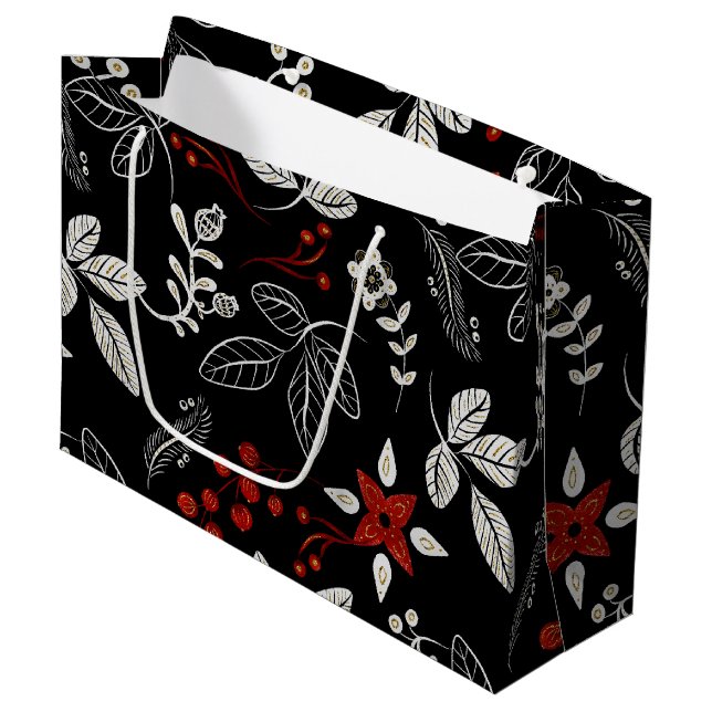 Elegant botanical pattern large gift bag (Front Angled)
