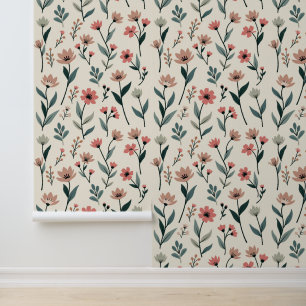 Elegant Botanical Pattern Minimalist Floral Wallpaper