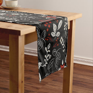 Elegant botanical pattern short table runner