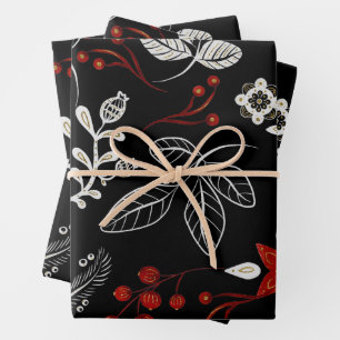 Elegant botanical pattern wrapping paper sheet