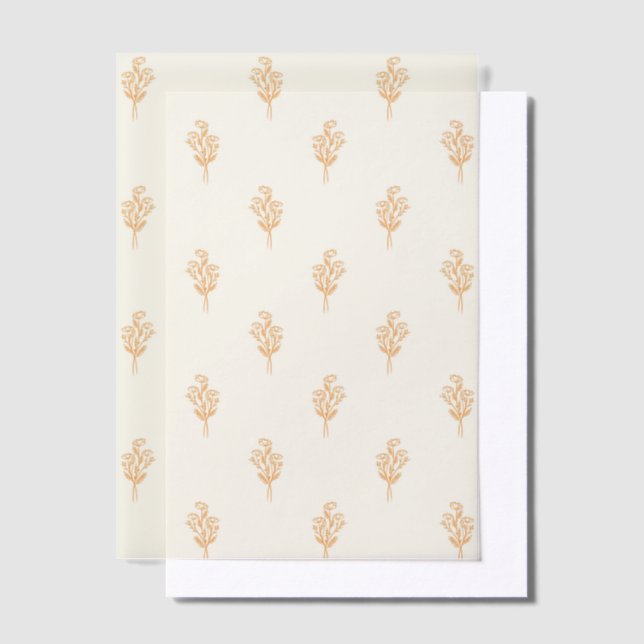 Elegant Botanical Peach Floral Pattern Vellum Invitations (Offset)