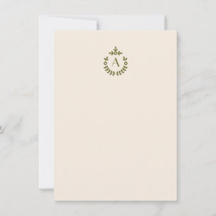 Elegant Botanical Pendant Crest Initial Monogram Card