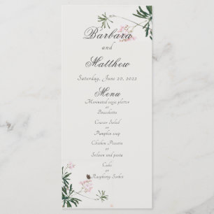 Elegant Botanical Pink Blossom with Butterfly Menu