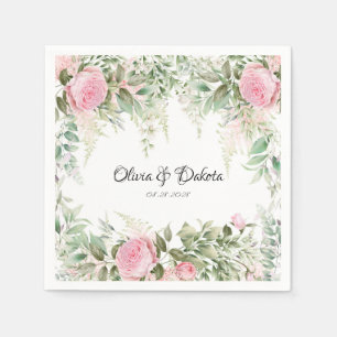 Elegant Botanical Pink Wisteria Floral Wedding  Napkin