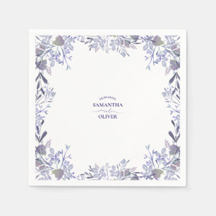 Elegant Botanical Purple Wedding Napkins