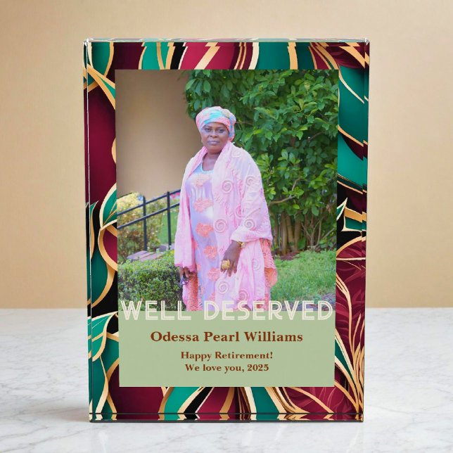 Elegant Botanical Retirement Gift for Black Mom Photo Block (Elegant Botanical Retirement Gift for Black Mom Photo Block)