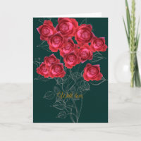 Elegant Botanical Rose Folded Greeting Card