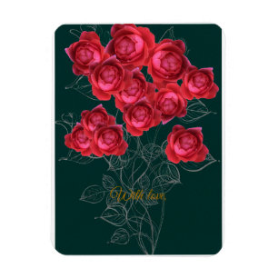Elegant Botanical Rose Folded Greeting Card Magnet