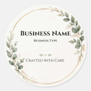 Elegant Botanical Round Logo Eucalyptus Packaging Classic Round Sticker