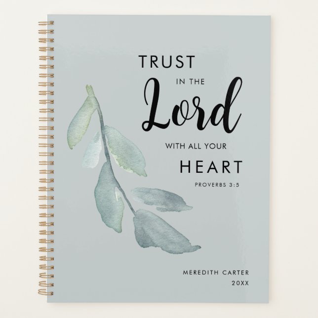 Elegant Botanical Sage Green Christian Planner (Front)