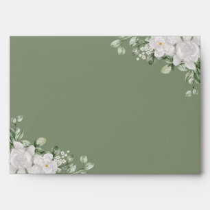 Elegant Botanical Sage Green Wedding Design Envelope