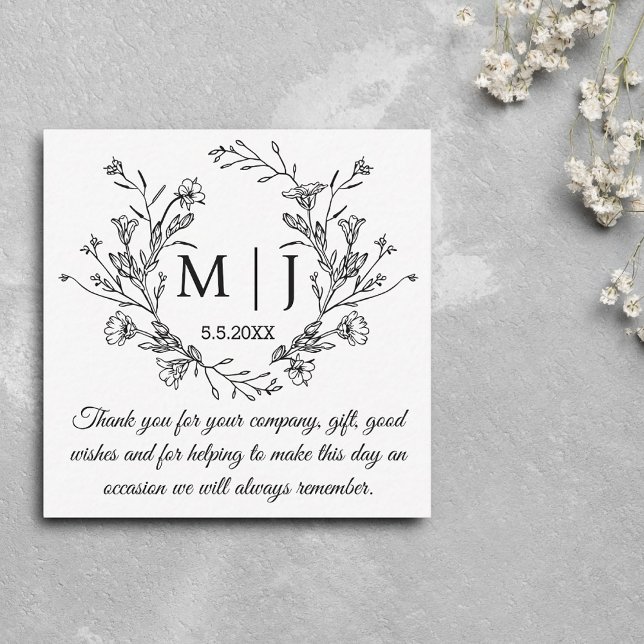 elegant botanical simple thank you wedding  card (Creator Uploaded)