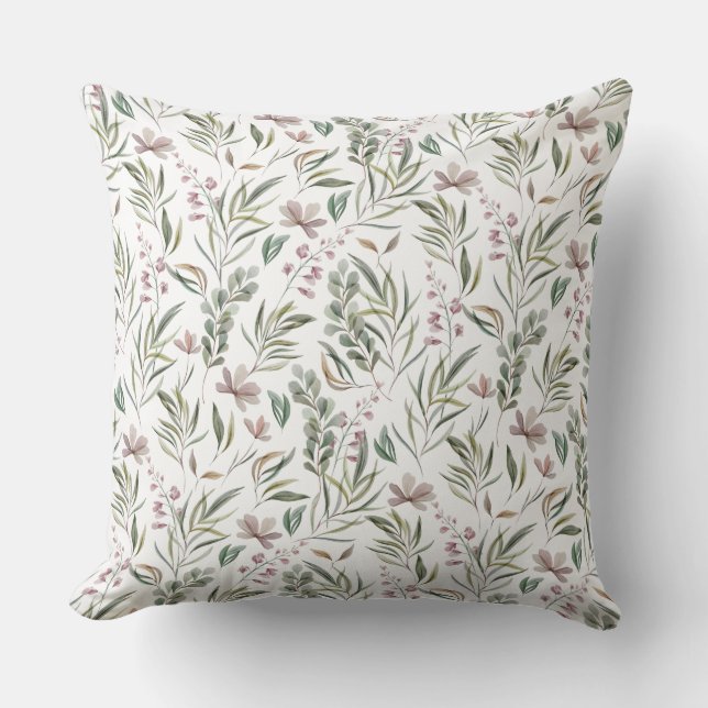 Elegant Botanical Throw Pillow (Front)