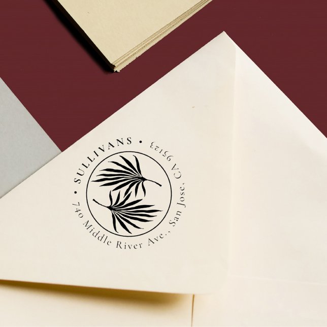 Elegant Botanical Tropical Foliage Return Address Rubber Stamp (Creator Uploaded)