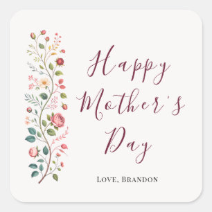 Elegant Botanical Vine Mothers Day Sticker