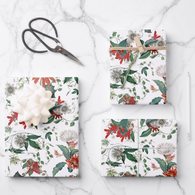 Elegant Botanical Vintage Flowers Wrapping Paper Sheet (Front)