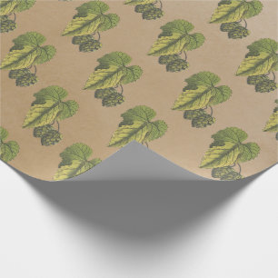 Elegant Botanical Vintage Kraft Hops Pattern Wrapping Paper