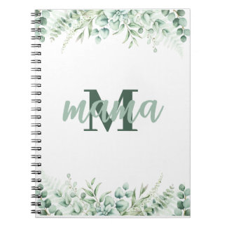 Elegant Botanical Watercolor Eucalyptus  Notebook