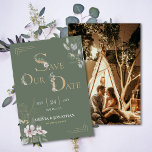 Elegant Botanical Watercolor Floral Save the Dates Invitation<br><div class="desc">This exquisite Elegant BotanicalWatercolor Floral Gold Save the Date Wedding Invitation is the perfect way to announce your upcoming nuptials in style. The elegant design features delicate botanical illustrations in a soft charcoal grey hue, accented with luxurious gold flower letters. The vintage-inspired flower letters adds a touch of old-world charm,...</div>
