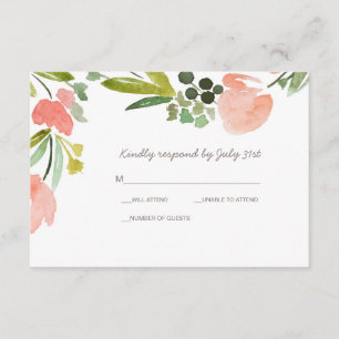 Elegant Botanical Watercolor Floral Wedding RSVP