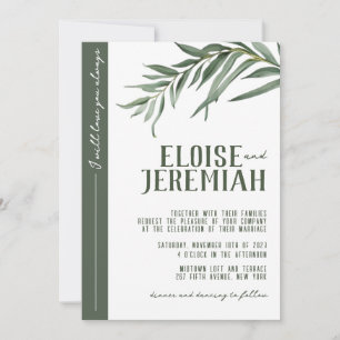 ELEGANT BOTANICAL WATERCOLOR GREENERY WEDDING  INVITATION
