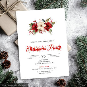 Elegant Botanical Watercolor Holiday Christmas   Invitation