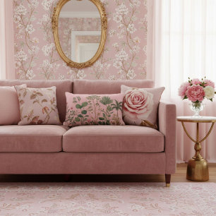  Elegant botanical  watercolor leaves  greenery  Lumbar Pillow