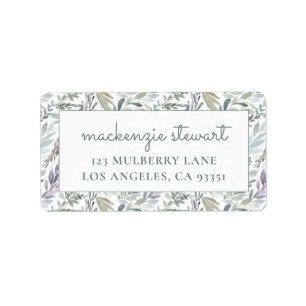 Elegant Botanical Watercolor return address Label