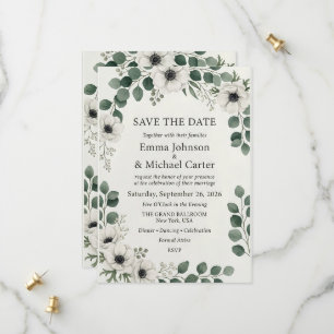 Elegant Botanical Watercolor Wedding Save the Date