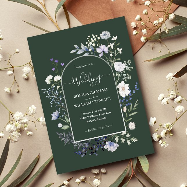 Elegant Botanical Watercolor Wildflower Wedding Invitation (Creator Uploaded)
