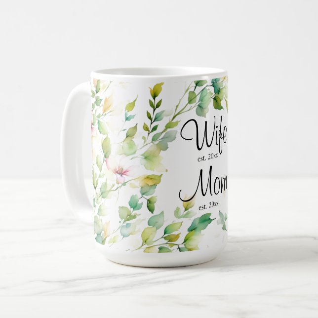 Elegant botanical watercolor wildflowers Best Mom  Coffee Mug (Front Left)