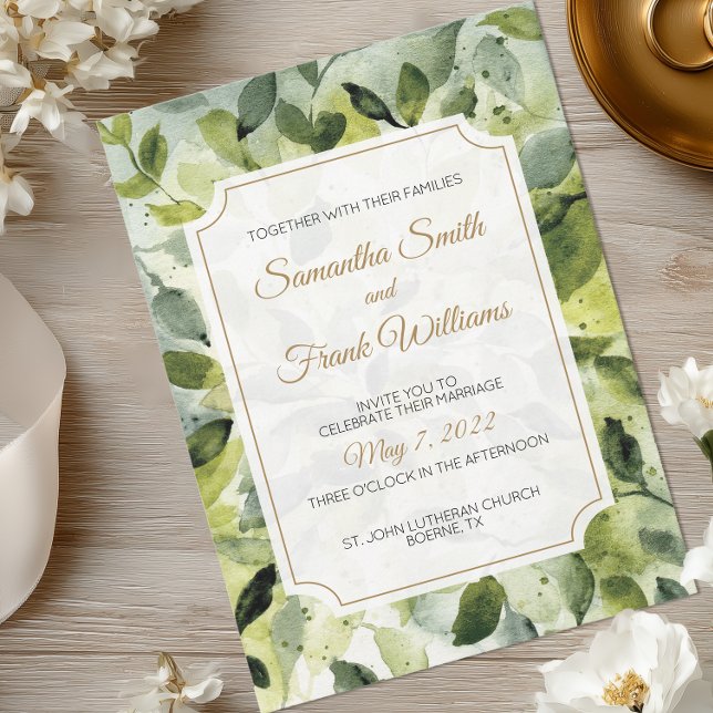 Elegant Botanical Wedding Invitation (Watercolor Botanical Wedding Invitation)
