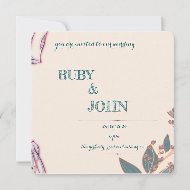 Elegant Botanical Wedding Invitation  (Front)